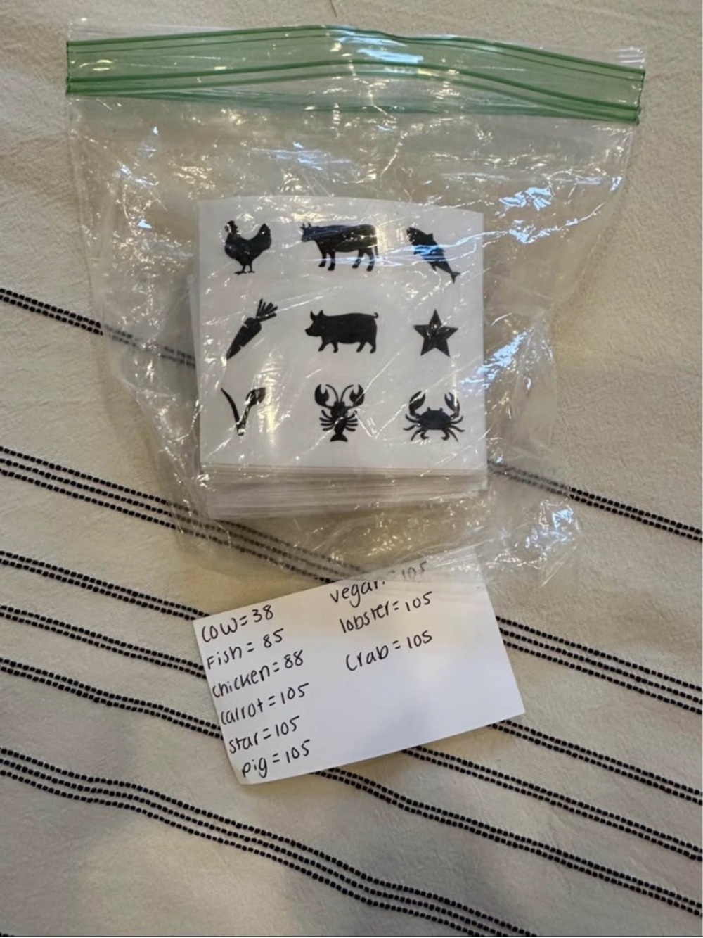 Wedding meal stickers